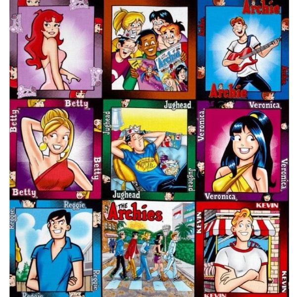 Archie Comics Panel - by Camelot - Rare OOP Cotton Panel - Betty, Veronica, Jughead - Comics Panel