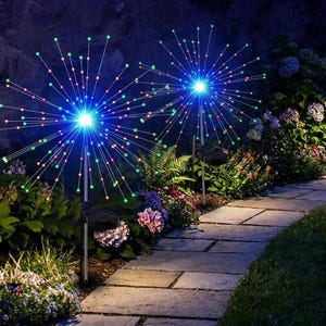 Solar vuurwerkverlichting voor buiten, LED-tuinverlichting in de vorm van een paardenbloem, waterdichte lichtslingers op een prikker, decoratie voor terras, gazon en tuin