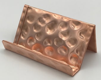 Copper Business Card Holder, Copper Anniversary Gift, Copper Desk Accessories, Business Card Stand, Business Card Display, Hammered Copper