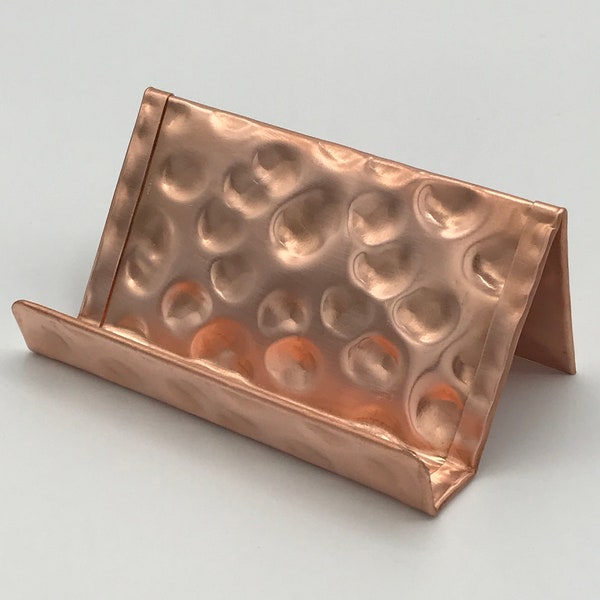 Copper Business Card Holder, Copper Anniversary Gift, Copper Desk Accessories, Business Card Stand, Business Card Display, Hammered Copper