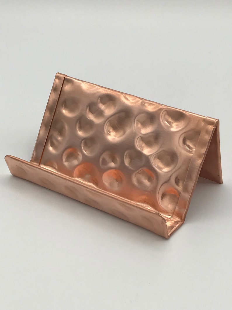 Copper Business Card Holder, Copper Anniversary Gift, Copper Desk Accessories, Business Card Stand, Business Card Display, Hammered Copper 