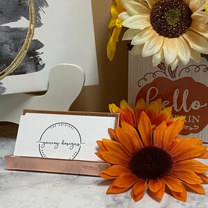 Copper Desk Accessories, Business Card Holder, Business Card Stand, Business Card Display, Copper Anniversary Gift, Round Hammered