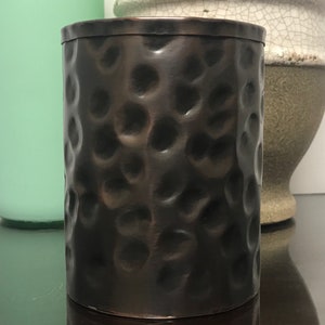 Hammered Copper Pen Holder: Bronze Desk Organizer