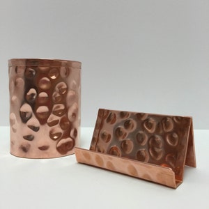 Visitenkartenhalter, Kupfer Visitenkartenhalter, Visitenkartenhalter für Schreibtisch, Jubiläum Kupfer Geschenk Set, Massiver Kupfer Stifthalter