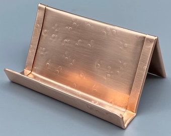 Hammered Copper Business Card Holder: Raw Copper Desk Accessory