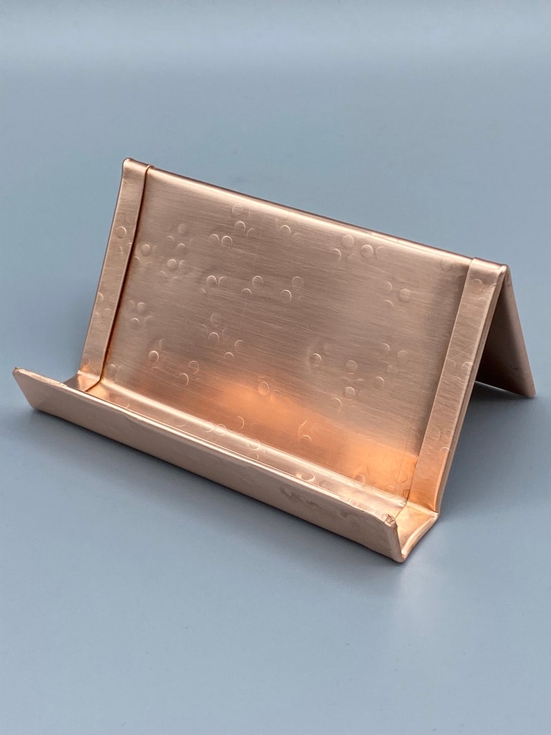 Copper Desk Accessories, Business Card Holder, Business Card Stand, Business Card Display, Copper Anniversary Gift, Round Hammered
