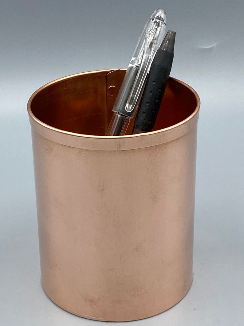 Vertical Copper Desk Set, Vertical Copper Business Card Holder, Solid Copper Pen Holder for Desk, 7th Anniversary Gift, Home Office Desk Set image 8