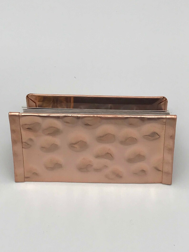 Copper Business Card Holder, Copper Anniversary Gift, Copper Desk Accessories, Business Card Stand, Business Card Display, Hammered Copper image 6