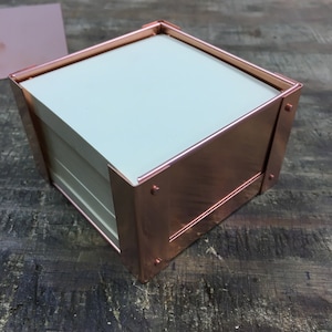 Sticky Note Holder, Copper Desk Organizer, 7th Anniversary Gift, Copper Desk Accessories,Sticky Note Cube, Office Gifts