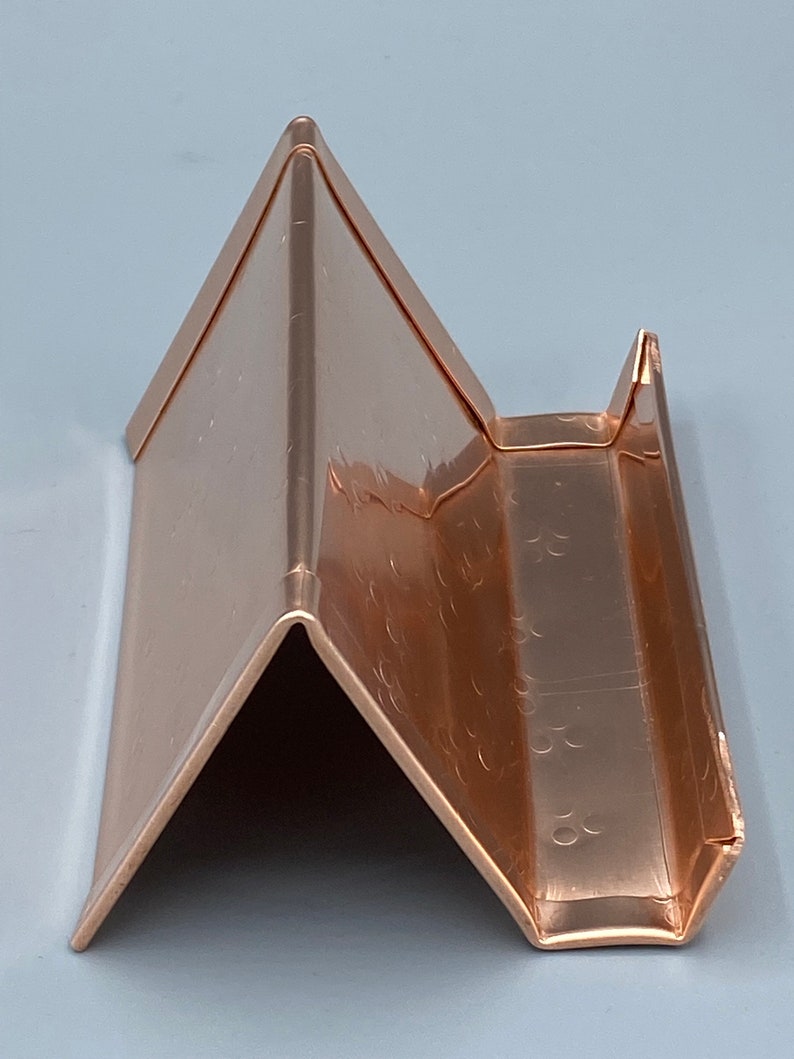 Copper Desk Accessories, Business Card Holder, Business Card Stand, Business Card Display, Copper Anniversary Gift, Round Hammered