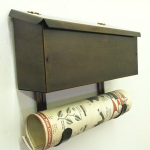 Copper Mailbox Wall Mount, Mailbox Scroll, Wall Mount Mailboxes in USA, Mailbox for Wall, Bronze Patina, Outdoor Mailbox, Metal Mailbox image 2