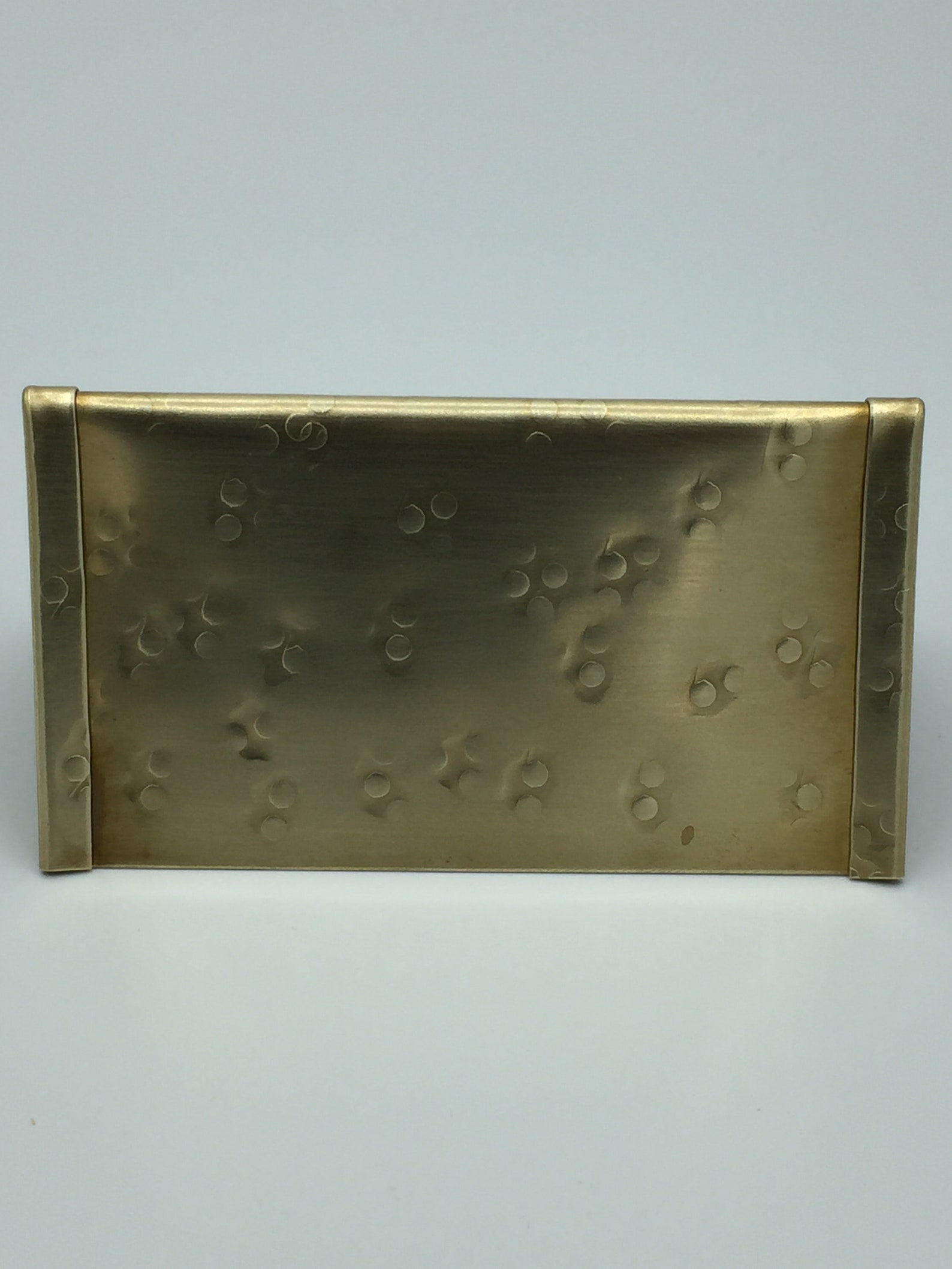 Solid Brass Business Card Holder for Desk Round Hammered Etsy