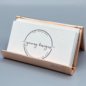 Copper Desk Accessories, Business Card Holder, Business Card Stand, Business Card Display, Copper Anniversary Gift, Round Hammered