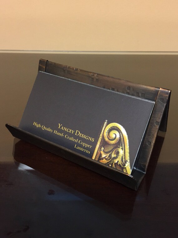 Bronze Patina Copper Square Textured Business Card Holder