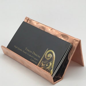 Copper Business Card Holder, Copper Anniversary Gift, Copper Desk Accessories, Business Card Stand, Business Card Display, Hammered Copper image 3