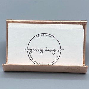 Copper Desk Accessories, Business Card Holder, Business Card Stand, Business Card Display, Copper Anniversary Gift, Round Hammered