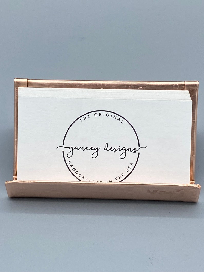 Copper Desk Accessories, Business Card Holder, Business Card Stand, Business Card Display, Copper Anniversary Gift, Round Hammered