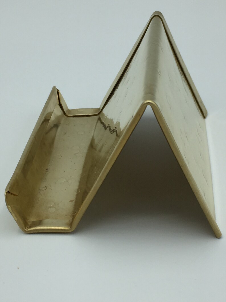 Solid Brass Business Card Holder for Desk Round Hammered Etsy