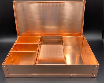 Copper Home Decor,  Copper Anniversary Gift, Decorative Copper Box, Solid Copper Tray, Tray with Box, Personalized Gifts, Copper Gift Box