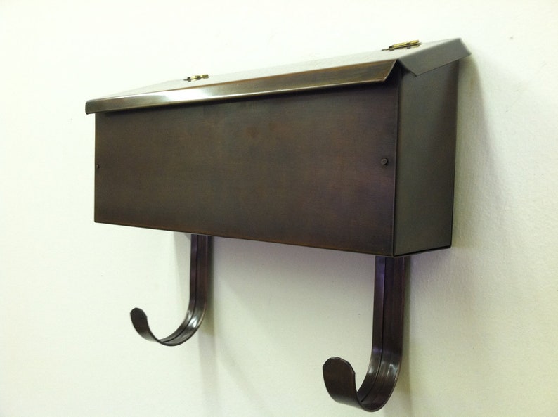 Copper Mailbox Wall Mount, Mailbox Scroll, Wall Mount Mailboxes in USA, Mailbox for Wall, Bronze Patina, Outdoor Mailbox, Metal Mailbox image 5