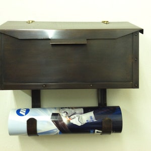 Kupfer Wand Montiert Briefkasten, Wand Montiert Briefkasten, Geschenk zum 7 Jahrestag, Briefkasten mit Schriftrolle, Bronze Wohnkultur, Metall Briefkasten, Wand Briefkasten
