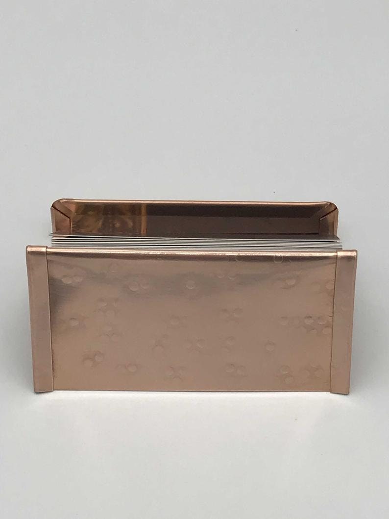 Copper Desk Accessories, Business Card Holder, Business Card Stand, Business Card Display, Copper Anniversary Gift, Round Hammered