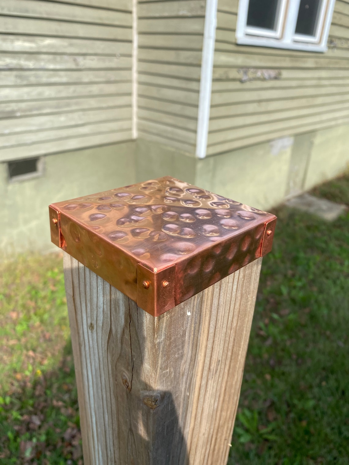 Hammered Copper Decor Post Cap 4x4 Solid Copper Post Cap Etsy