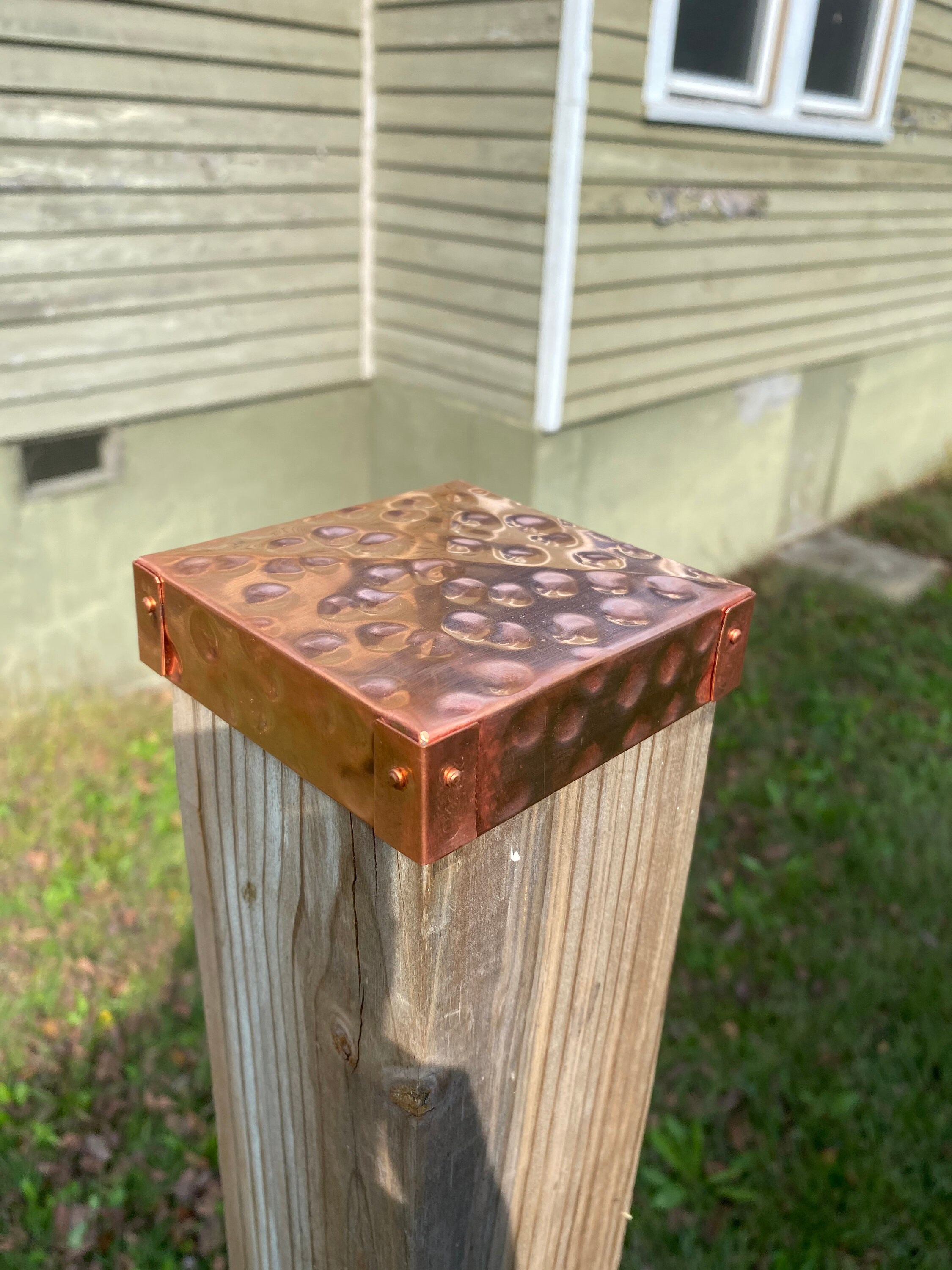 Hammered Copper Decor Post Cap 4x4 Solid Copper Post Cap Etsy