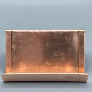 Copper Desk Accessories, Business Card Holder, Business Card Stand, Business Card Display, Copper Anniversary Gift, Round Hammered