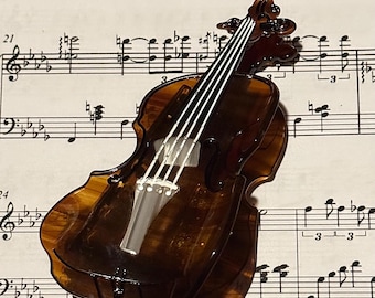 Cello-Haarkralle, braunes Acetat-Musik-Haaraccessoire, Celloförmiges Musikdesign