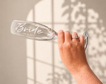 Personalized Etched Champagne Flute | Bride, Bridesmaid & Bridal Party Gift | Custom Wedding Keepsake