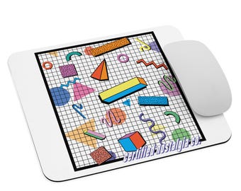 Retro Classroom Mouse Pad | Geometric Desk Mat | 90s Office Aesthetic | Vintage Grid Pattern Mousepad