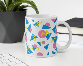 Retro 90s Coffee Mug | Memphis Pattern Ceramic Mug | Colorful Geometric Cup | Vintage Aesthetic Gift | Cute Retro Mug