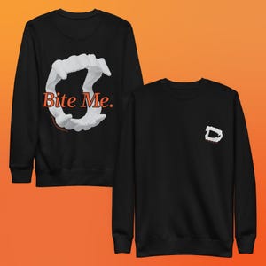Front & Back Halloween Sweatshirt | Vampire Fang Crewneck | Gothic Fall Streetwear | Original Horror Graphic Pullover