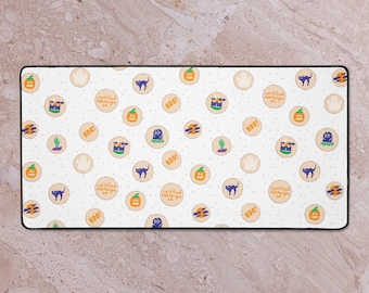 Halloween Cookie Desk Mat | Cute Spooky Mouse Pad | Hand Drawn Ghost Pumpkin Cookie Desk Pad | Fall Office Decor