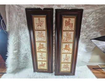 Vtg Fornasetti Milano Italienischer Ritterrahmen Wandkunst Keramikfliese Mittelalter #1 #2