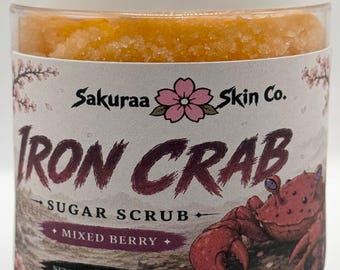 Iron Crab Whipped Sugar Scrub | Mixed Berry Exfoliating Body Scrub | Anime Inspired Skincare | Kawaii Bath Gift | Cosplay Self Care