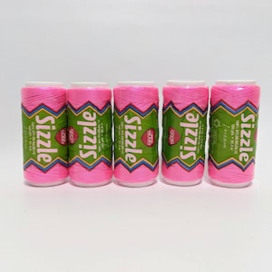Red Heart SIZZLE 100% Nylon Crochet Thread 100 yards Neon Pink