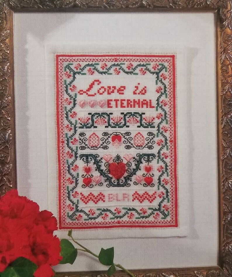 Counted Cross Stitch Sampler Love Is Eternal Etsy