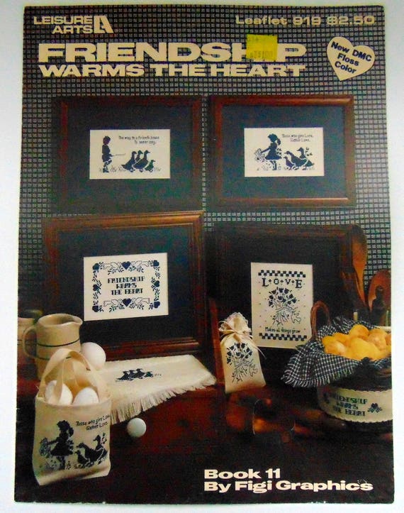 Hand Crafted Counted Cross Stitch “Friendship Warms the Heart/" Xmas Ornament