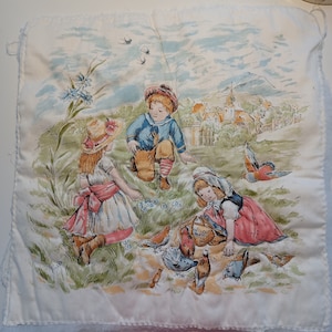 Vintage Pillow Panels Boys, Girl,  cat, Children, with Batting, lined ready to sew, you chose