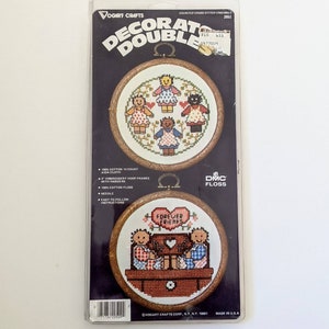 Vintage Vogart Decorator Doubles Cross Stitch Kit &quot;Friends&quot; Frames included New Children of all races