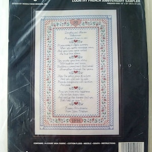 Janlynn counted cross stitch kit &quot;Country French Anniversary Sampler&quot; brand new
