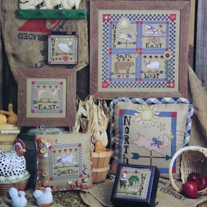 Counted Cross stitch # &quot;Country Weather Vanes&quot; 1995 pig, cow, sheep, farm animals