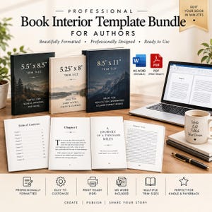 Book Interior Template Bundle | 5.5x8.5, 5.25x8 & 8.5x11 Word Templates | KDP Book Formatting Template | Editable Book Layout | PDF Included