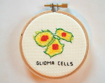 Glioma cells -- brain cancer, glioblastoma cross stitch to do with what you will