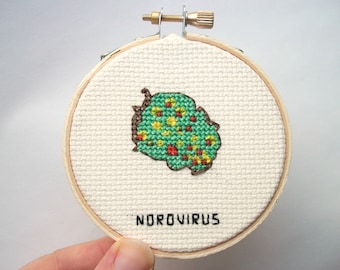 Norovirus -- gastroenteritis-causing germ cross stitch to do with what you will, microbe cross stitch