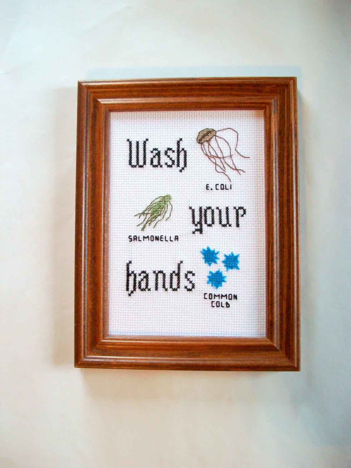 Wash Your Hands 5x7 Cross Stitch With Ironic E. Coli Etsy