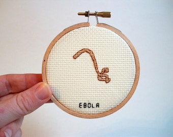 Ebola cross stitch microbe -- germ cross stitch for doctors, epidemiologists, scientists