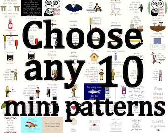 Cross Stitch Patterns -- 10 mini patterns of your choice